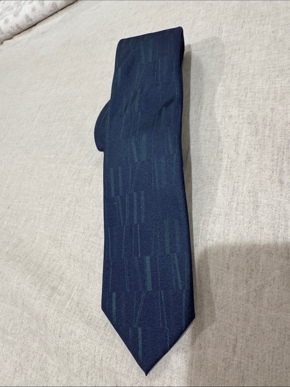 Murano Navy Tie with Teal Stripes silk. NWT